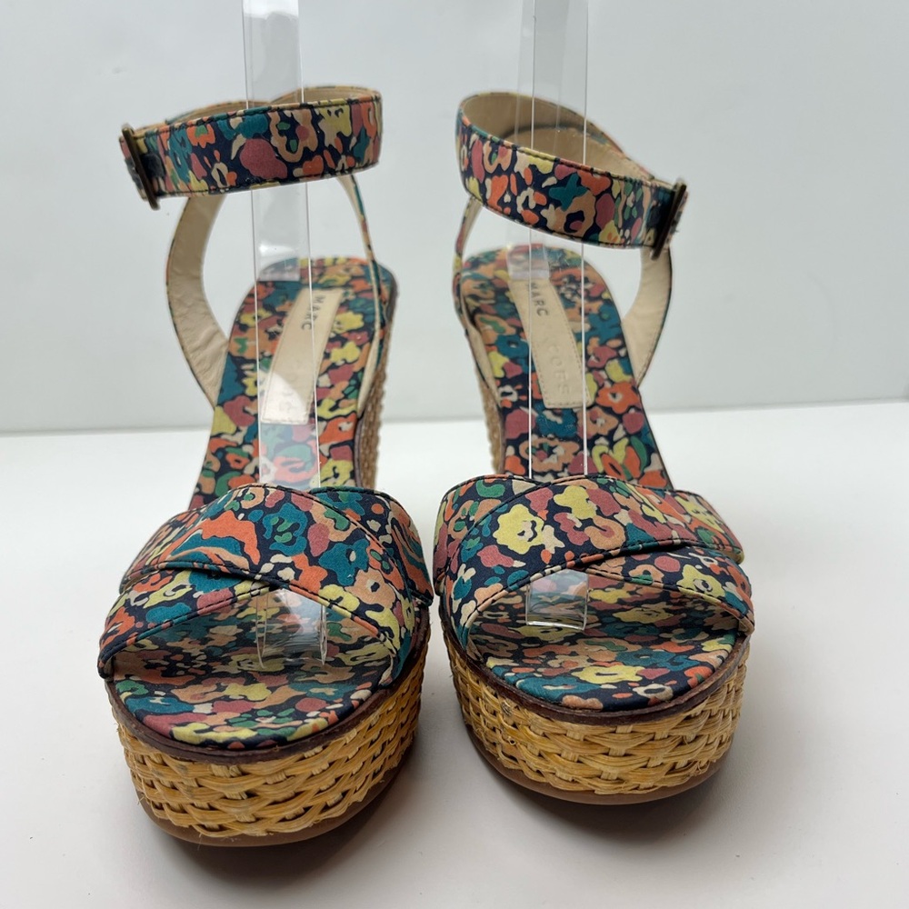 Marc Jacobs Vintage Floral Print Woven Platform Wedge Retro Sandals - Picture 4 of 11